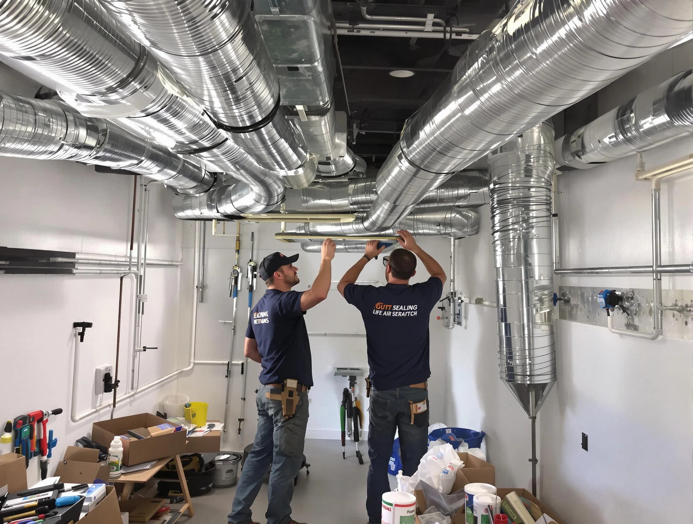 Pleasant Grove Air Duct Cleaning technician applying professional duct sealing solutions in Pleasant Grove