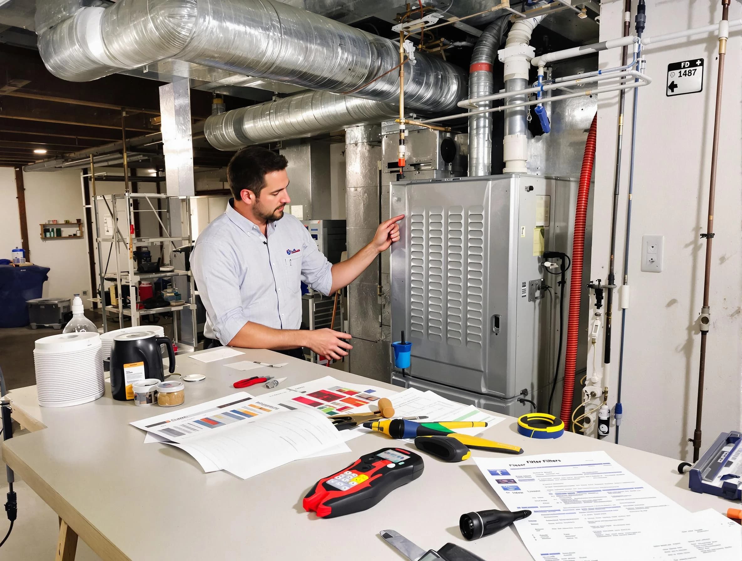 Pleasant Grove Air Duct Cleaning inspector conducting detailed filter system evaluation using professional diagnostic tools in Pleasant Grove