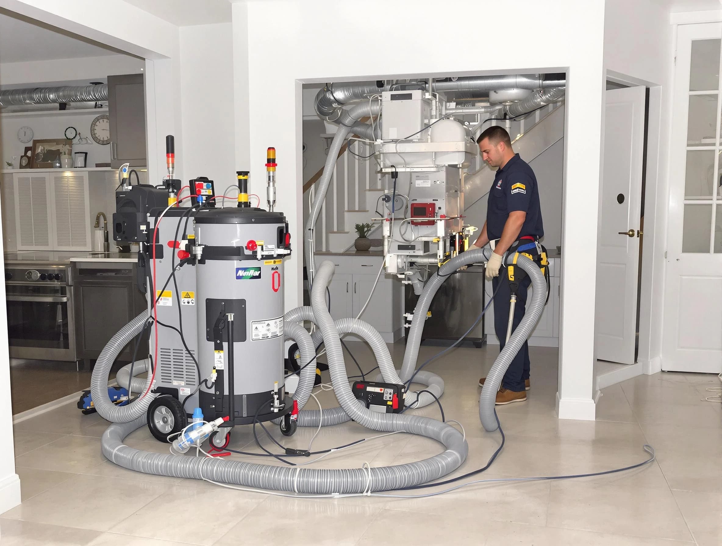 Pleasant Grove Air Duct Cleaning technician operating negative pressure cleaning equipment for thorough duct maintenance in Pleasant Grove