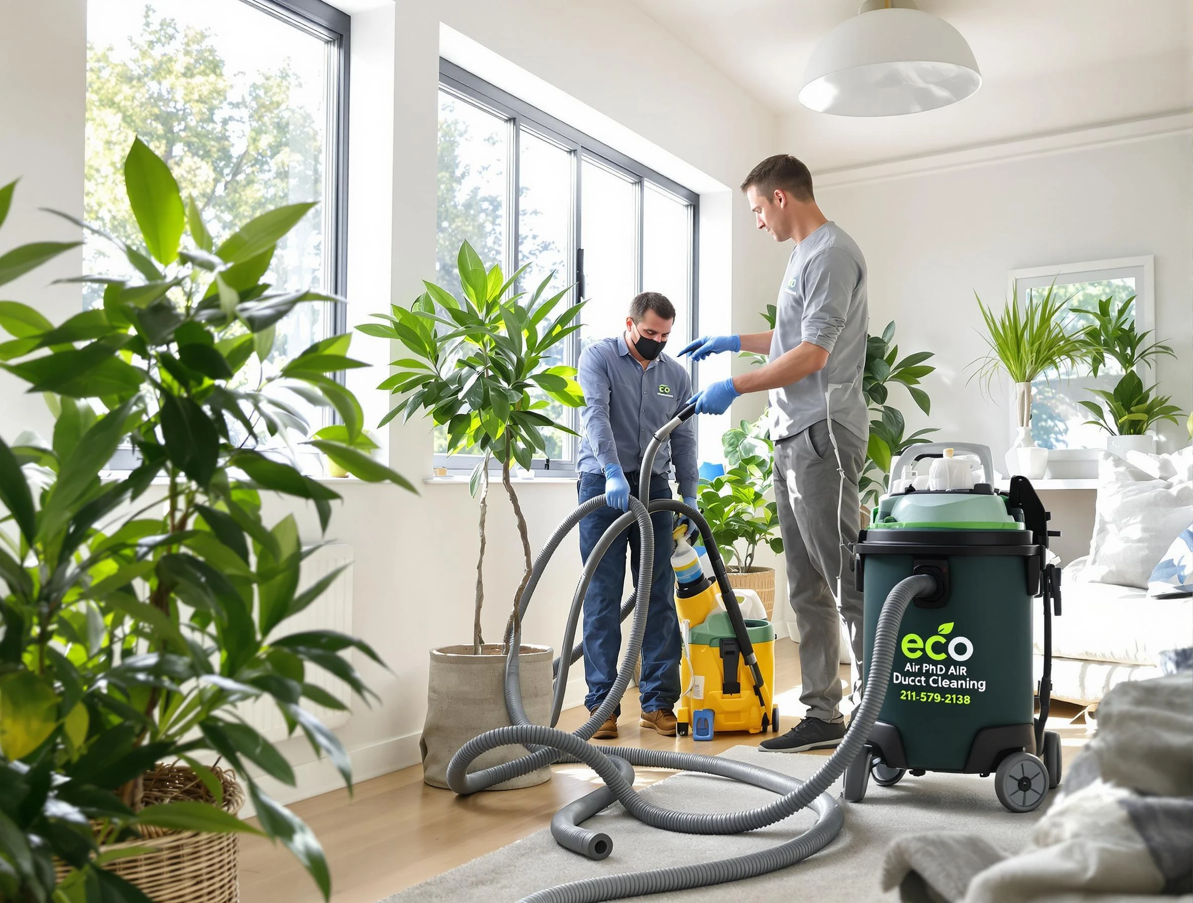 Pleasant Grove Air Duct Cleaning technician performing eco-friendly duct cleaning using sustainable methods in Pleasant Grove