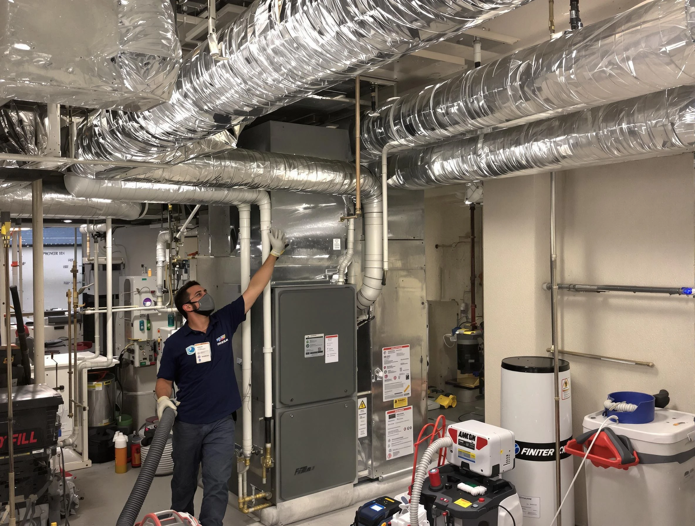Pleasant Grove Air Duct Cleaning specialist performing thorough furnace duct cleaning in a Pleasant Grove residence