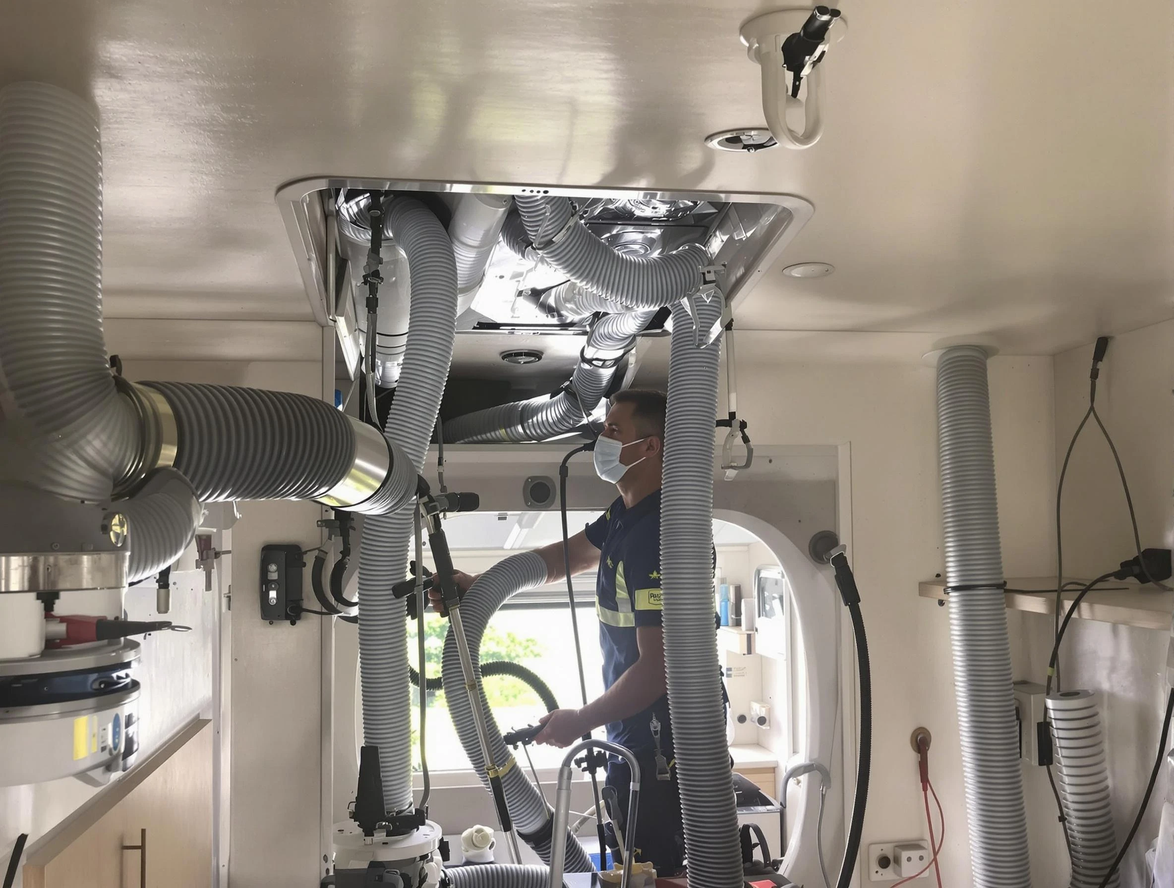 Pleasant Grove Air Duct Cleaning specialist performing precise mobile home duct cleaning in Pleasant Grove
